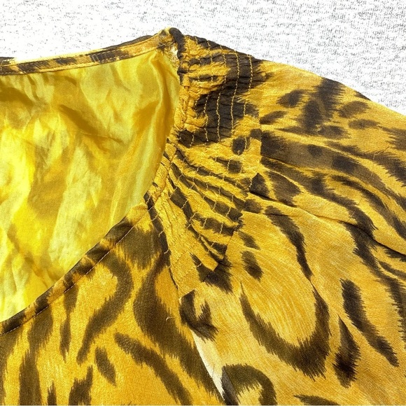 Avenue Blouse Womens 18/20 (2X) Leopard Print Long Sleeve Semi Sheer Silk Career - Picture 12 of 16